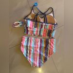 Free Country  Striped Retro Bikini Swimsuit front High Waist High Cut Legs S-4/6 Photo 13