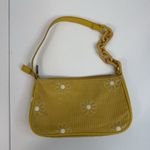 Art Class Y2K Style Mini Bag Wristlet Yellow Corduroy Purse Embroidered Flowers Cottage Photo 5