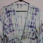 Blue Island White Blue Tie-Dye Kimono Beach Cover Up Dress Size M Photo 1