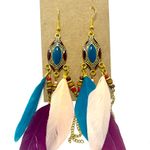 NEW Boho Festival Y2K Feather, Chain And Enamel Earrings Multiple Photo 2