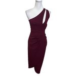 Lulus  So Flirty Burgundy One-Shoulder Cutout Asymmetrical Dress Women's Size XS Photo 2