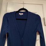 525 America 525 Size XS Blue Button Down Wide Rib Knit Duster Cardigan Dress Soft Stretch Photo 1