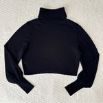 Aritzia Wilfred Black Rebecca Cropped Turtleneck Sweater Merino Wool Cotton Sz S Photo 7