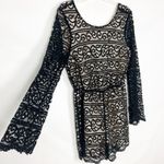 Storee Black Long Sleeve Lace Romper Size Large Photo 4