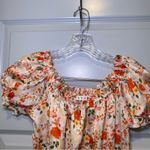 HYFVE Orange Floral Print Scoop Neck Short Sleeve Maxi Dress size L Photo 2