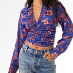 Free People Women’s I Got You Floral Long Sleeve Top Boho Festival Royal Combo S Photo 3