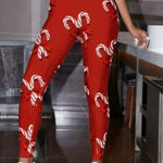 None Festive Candy Cane Red Women's Leggings Photo 0