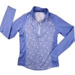 RLX Ralph Lauren Quarter Zip Shirt Women's Small Blue Floral Activewear Golf Photo 0