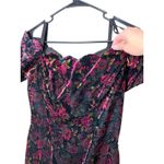 Steppin' Out Vintage Velvet Dress Floral Party Cocktail Black Pink Size 7 Photo 3