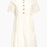 Madewell  White Button-Front Short-Sleeve Tiered Mini Dress XS Photo 3