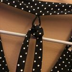 Rebecca Minkoff Polka Dot Deep V Neck Tie Long Sleeve Blouse Black White Small Photo 4