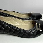 Naturalizer Black Flats sz 8.5-quilted sides and patent leather toe with buckle. Photo 0