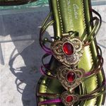 Donald Pliner Copper Metallic Copper Leather Shoe Sandal New Gem Stone $265 NWT Photo 2