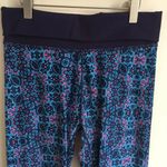 Fabletics Blue Pink Geometric Print Foldover Waistband Crop Leggings Photo 2