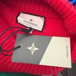 Tuckernuck  Wool Sweater Red Fringe Colorful Chunky Size Medium NWT Photo 3