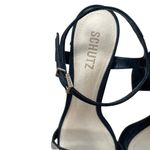 Schutz Nedy Black Suede Gold Stud Chunky Platform Heel Sandals Size 9 Photo 9