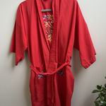 Vintage Red Plum Blossom Kimono Embroidered Chinese Dragon Robe Size M Size M Photo 0