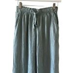 ZARA  Green Viscose Wide Leg Y2K  Drawstring Waist High Rise Pants SZ XS #2130 Photo 3