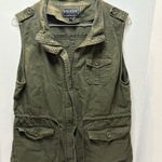 C’esttoi Women’s Vest Green Size Large 100% Cotton Full Zip Pockets Photo 1