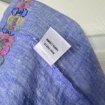 Uncle Frank Blue Dress with Colorful Embroidery - Size XS - Zip Back - Linen Photo 5