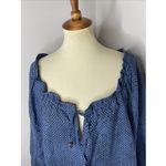 Ann Mashburn  Blue Linen Cotton Popover Blouse Large L Photo 5