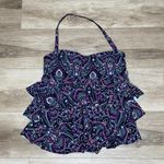 Island Escape Women's Blue/Purple Paisley Halter Tiered Bandini Swim Top sz 10 Photo 1