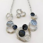 Boutique Fashionable Round Chunky Necklace Set earrings Silver Black Gray womens jewelry Photo 1