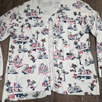 Charter Club  Cardigan Sweater White Beaded Casual Button Trees Bicycle Plus 2X Photo 0