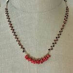 CAbi “La Boheme” Necklace – Red Teardrop Beads & Gold Chain Photo 0