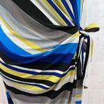 Kasper  blue yellow and gray ruched tie side dress size large Photo 1