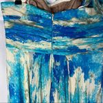 Carmen Marc Valvo  Blue Watercolor Chiffon Layered A-Line Formal Gown 10 Photo 3
