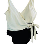 Summersalt Wrap One‑Piece Swimsuit Sz 16 Black V‑Neck Eco Friendly Tummy Control Tan Photo 0