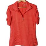 Nike Golf Neon Orange Stripe Ruched Short Sleeve 1/4 Zip Pullover M Photo 0