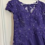 JJ's House  Purple  A-line Scoop Mini Chiffon Prom Wedding Dress With Beading Photo 1