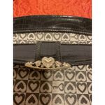 Faux Alligator & Fabric Handbag, Embossed Hearts Blackw/ Silver Heart Accents Photo 3