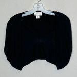 Loft Ann Taylor  Silk Blend‎ Sweater Cropped Wrap Jacket Black Photo 3