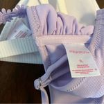 Xhilaration Y2K Bikini Swim Tops Floral Ribbed White Purple XL Photo 2