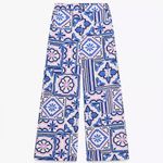 ZARA  PRINTED PALAZZO PANTS Blue & Pink Patterned Wide Leg Size M NEW Photo 6