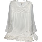 Krazy Kat Krazy‎ Kat Women’s XL White Layered Long Sleeve Top Lace Trim Hem Photo 0