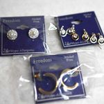 NIP Freedom 3pr VariousStyles Gold/Silver Tone Post/Hook Fashion Earrings Gold Photo 0