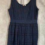 AUW  Navy Blue Sleeveless Lace Scoop Neck Mini Dress | Size XL Photo 0