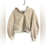 ZARA small cropped Tan Zip-Up Hoodie Photo 4