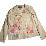 Vtg Y2K Indigo Moon Beige Floral Embroidered Embellished Blazer Jacket Sz S Tan Photo 0