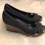 American Eagle denim open toe wedges Women’s Size 6.5 Photo 1