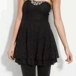 Free People  FP black lace beaded embellished strapless top/dress Small Photo 0