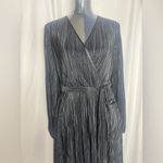 Melonie T Women Fit and Flare Dress Black Long Sleeve accordion pleat NWOT 14 Photo 3