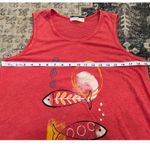 Jess & Jane Coral Fish Print Sleeveless Tank Dress Women's Size Medium Cotton Red Photo 2