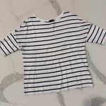 Jacob Short Sleeve Striped White/Navy Blue Shirt Women's Medium Nautical Sailor White Photo 0