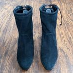 Stuart Weitzman • Perfection Bootie black stretch suede Glove Tie-Back heeled Photo 3