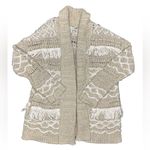 Lucky Brand boho Aztec southwestern earthy chunky knit fringe open cardigan S Photo 4